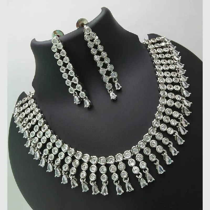 chunky necklaces for women-Manisha Jewellery Silver  Plated Austrian Stone Necklace Set