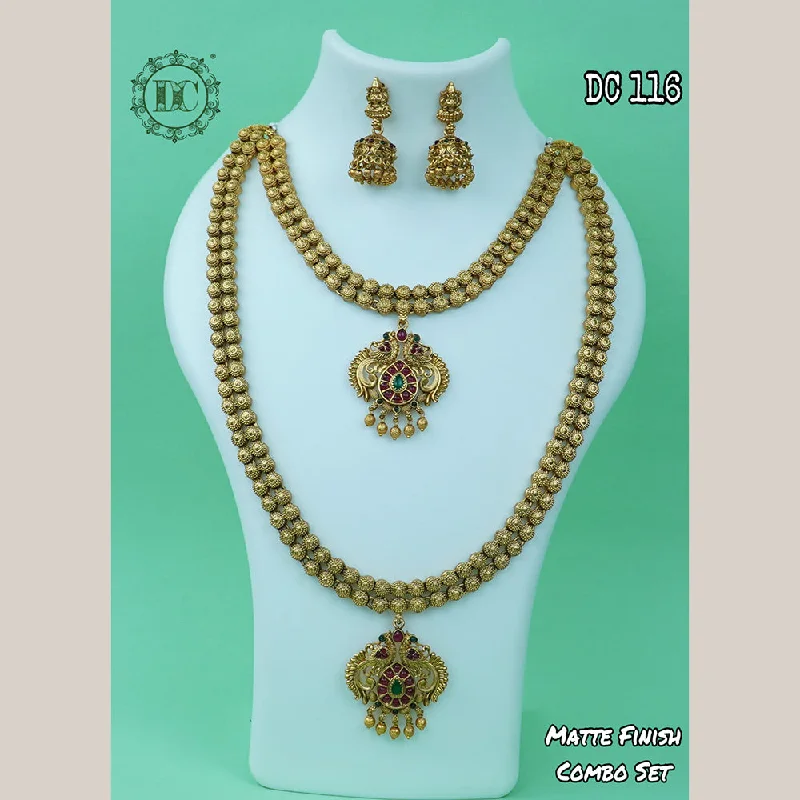 cross necklaces for women-Diksha Collection Gold Plated Double Necklace Set