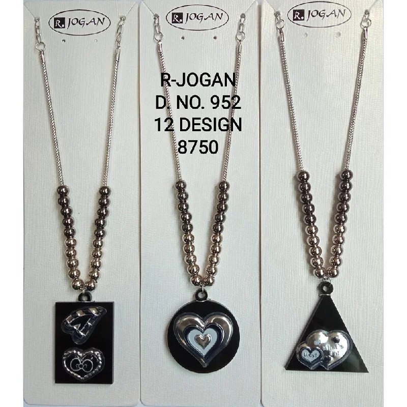 bridal necklaces for women-R Jogan Oxidised Plated Assorted Design Long Necklace