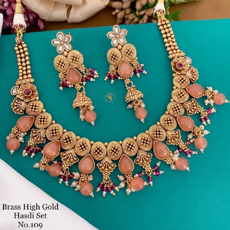 luxury necklaces for women-India Art Gold Plated Necklace Set