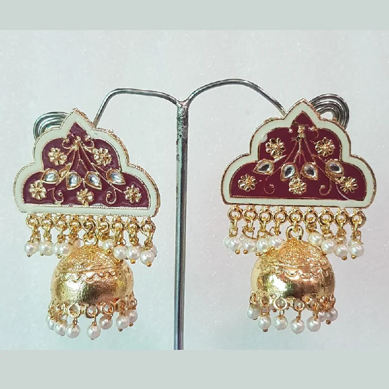 geometric stud earrings for women-Shreeji Gold Plated Jhumki Earrings