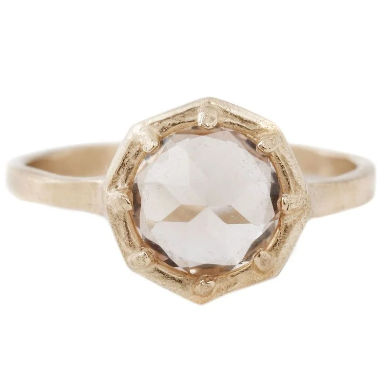 wide band rings for women-Champagne Quartz Gold Ring