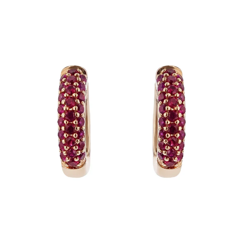 large hoop earrings for women-Petite Hoop Earrings with Rubies