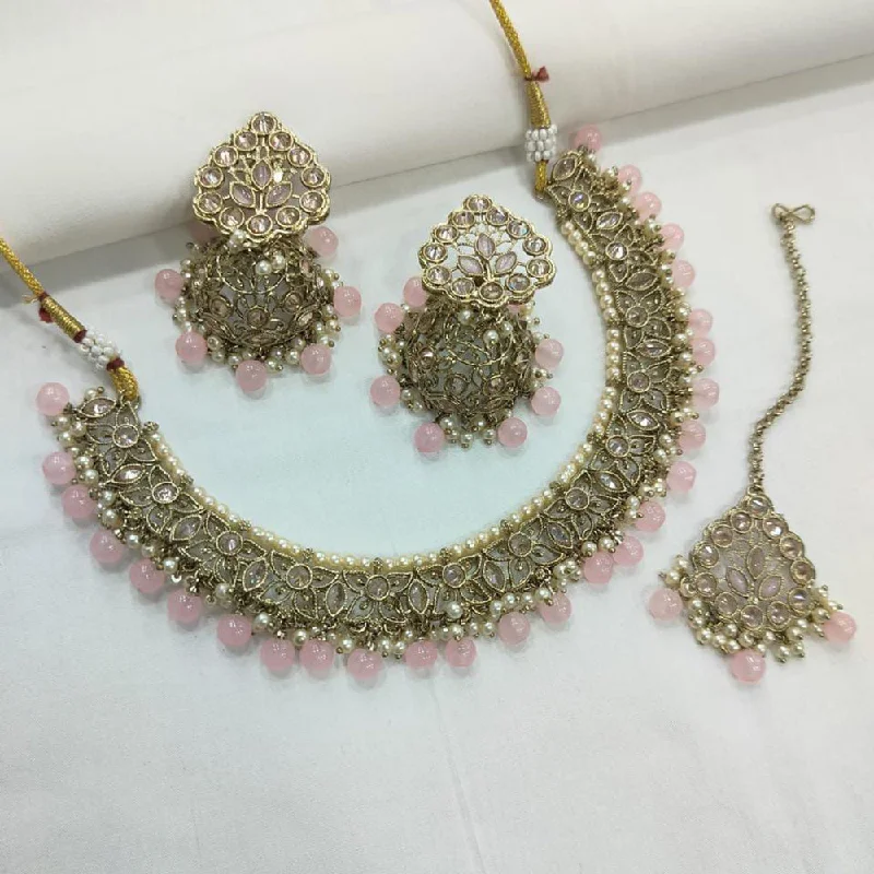 rose gold necklaces for women-Manisha Jewellery Gold Plated Crystal Stone Necklace Set