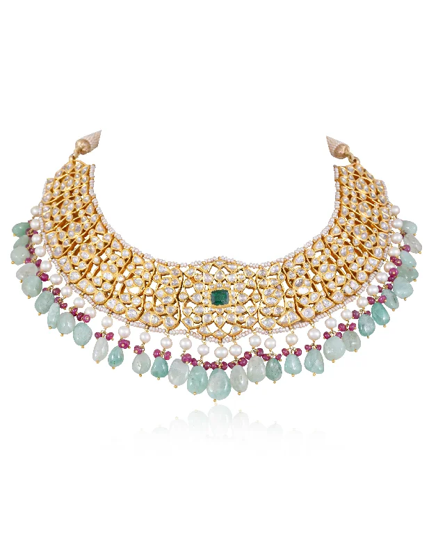 adjustable length necklaces for women-Sneha Jadau Polki Necklace