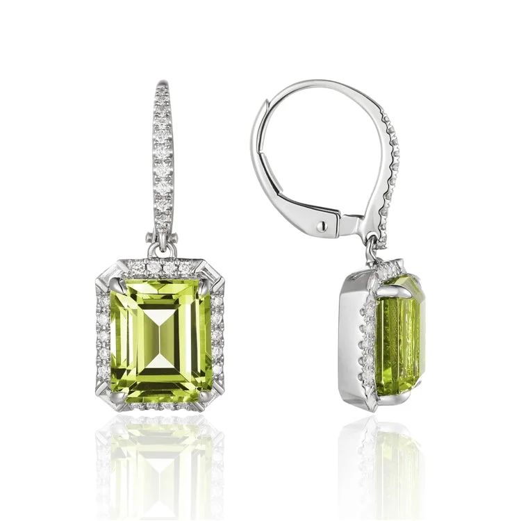 sapphire earrings for women-PERIDOT 14K GOLD EARRINGS