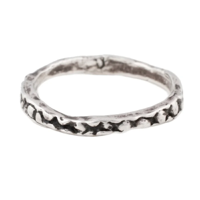 custom wedding rings for women-Silver Stingray Stacking Band