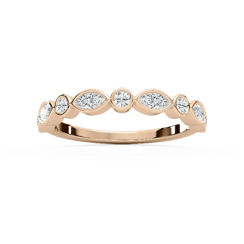 engraved rings for women-Marquise Bezel Stack Ring