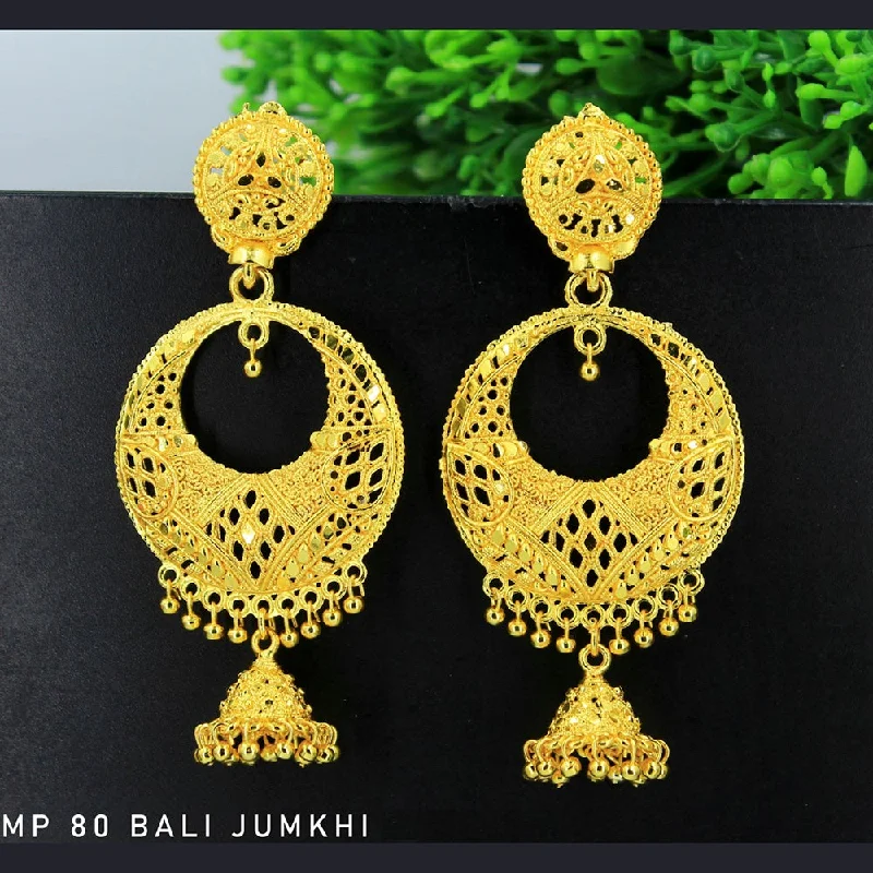 white gold earrings for women-Mahavir Forming Gold Plated Dangler Earrings  - MP 80 Bali Jumkhi