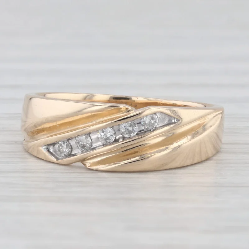 custom platinum engagement rings for women-0.15ctw Diamond Men's Wedding Band 14k Yellow Gold Size 8.5 Ring