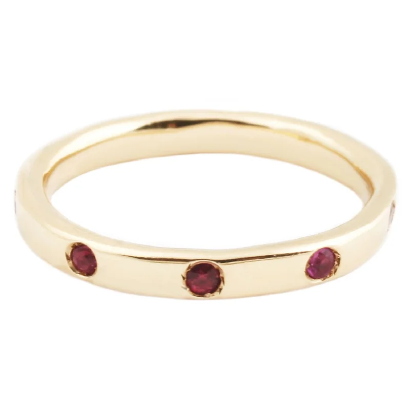 gold rings for women-Nine Ruby Band