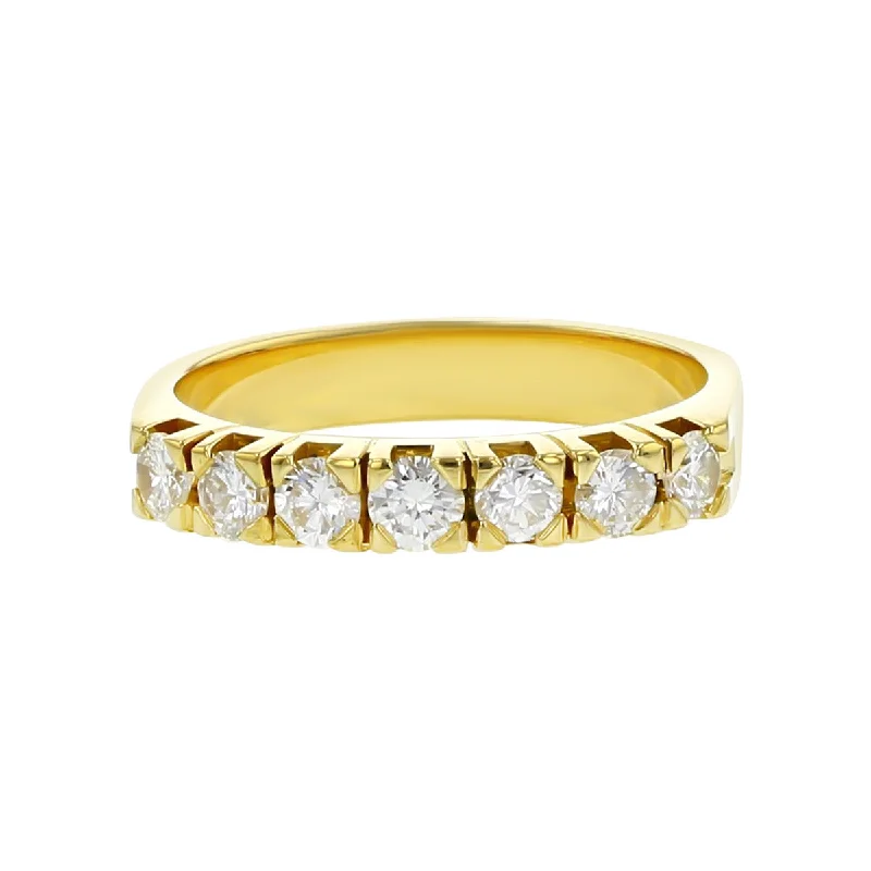 handcrafted engagement rings for women-18K Yellow Gold Diamond 7-Stone Wedding Band