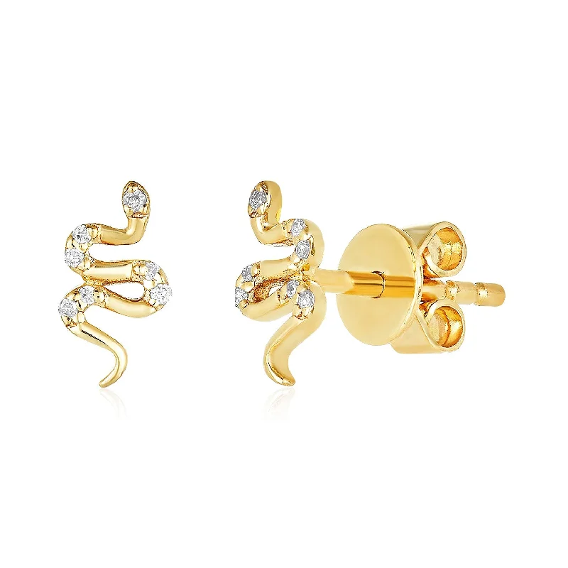 long earrings for women-Gold & Pave Snake Stud