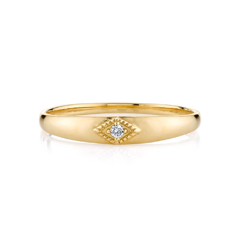 custom wedding rings for women-Baby Ring - White Diamond / 14k Yellow Gold