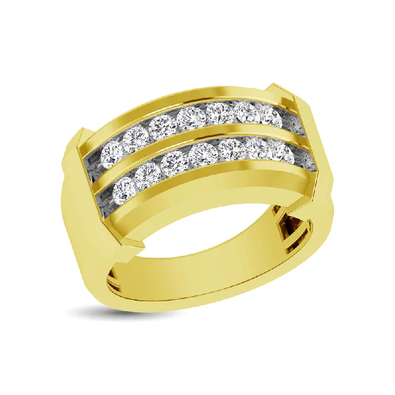 modern engagement rings for women-10K Yellow Gold 1/5 Ctw Round Cut Diamond Mens Wedding Band