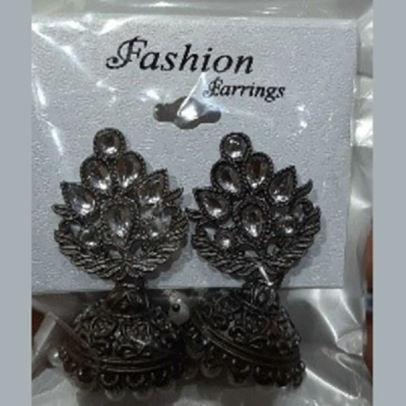 abstract earrings for women-Infinity Jewels Oxidised Plated Jhumki Earrings