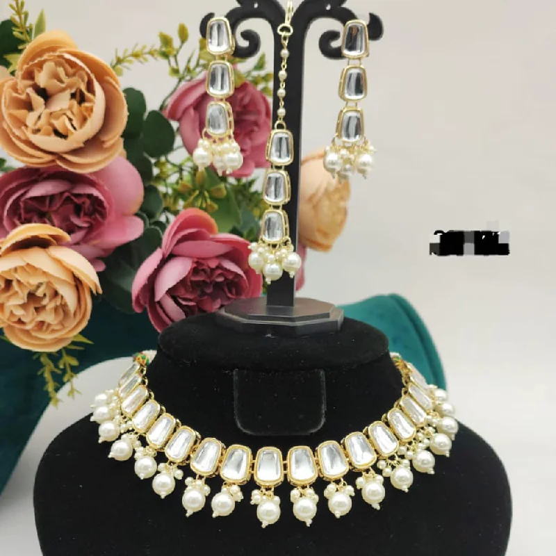 statement necklaces for women-Manisha Jewellery Gold Plated Kundan Stone Necklace Set