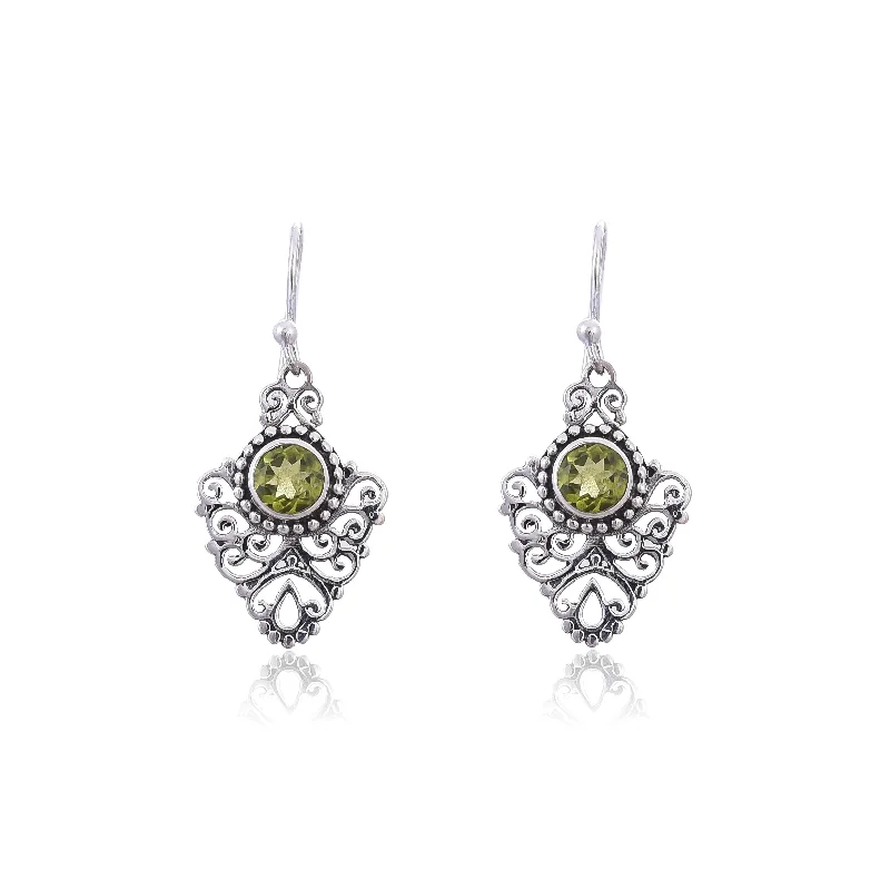 trendy earrings for women-Silver Mountain Sterling Silver Peridot Earring