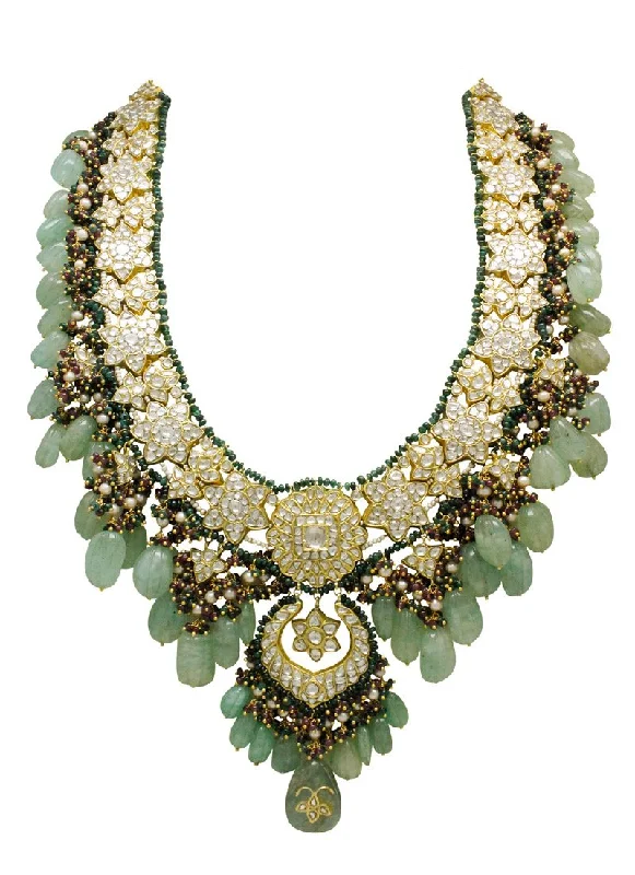 wedding day necklaces for women-Farzeen Polki Long Necklace