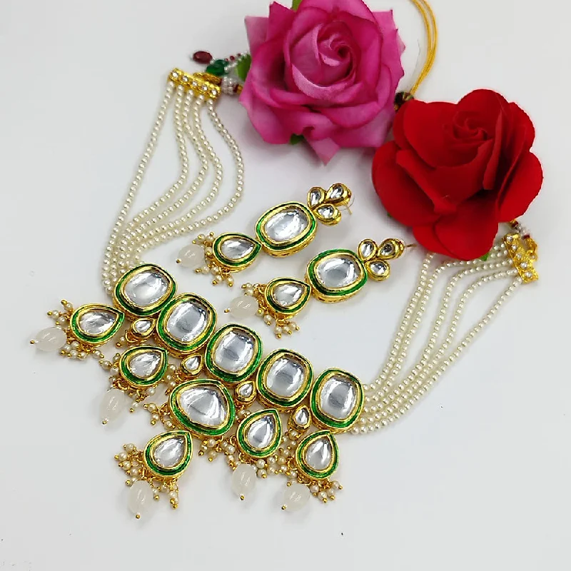 silver necklaces for women-Manisha Jewellery Gold Plated Crystal Stone Necklace Set