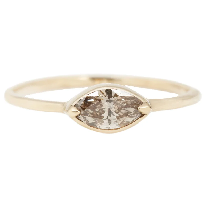 engraved rings for women-Champagne Diamond Marquise Ring