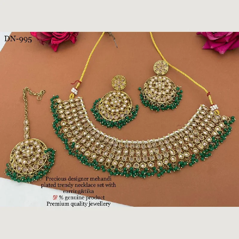 vintage pendant necklaces for women-India Art Gold Plated Necklace Set