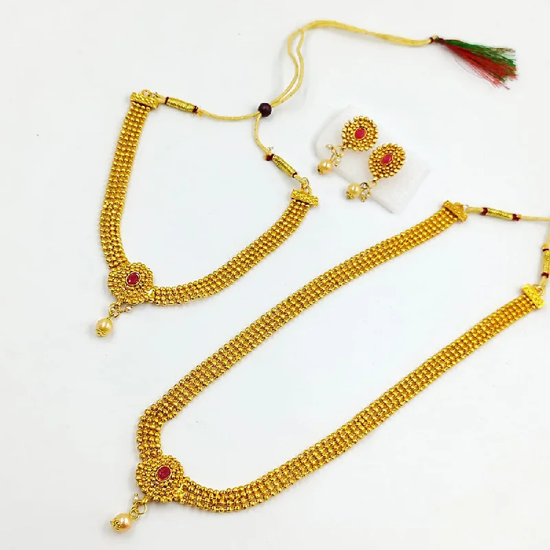 charm necklaces for women-Manisha Jewellery Gold Plated Double Necklace Set