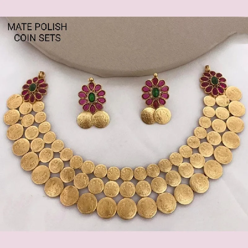 statement chain necklaces for women-Lucentarts Jewellery Gold Plated Necklace Set