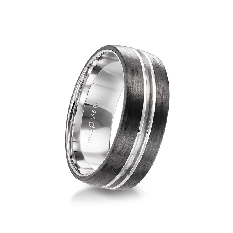 diamond engagement rings for brides-Carbon Fiber and Palladium Wedding Band