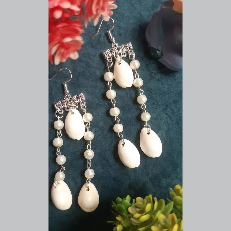 multi-stone earrings for women-Shrijicreation Handmade Pearl & Shell Dangler Earrings