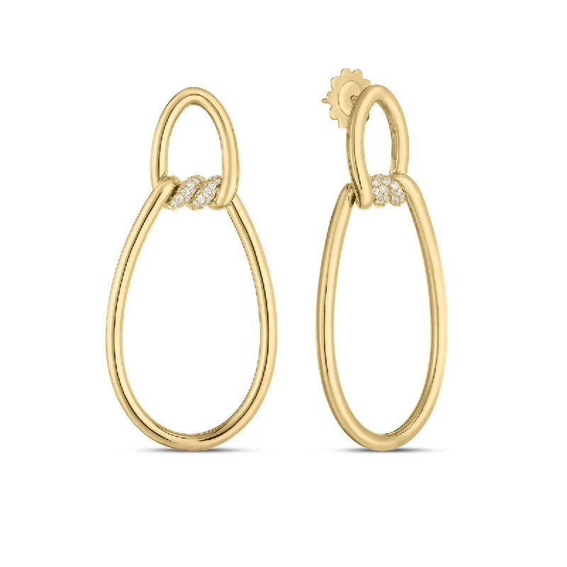 animal earrings for women-Cialoma 18K Yellow Gold Diamond Drop Earrings