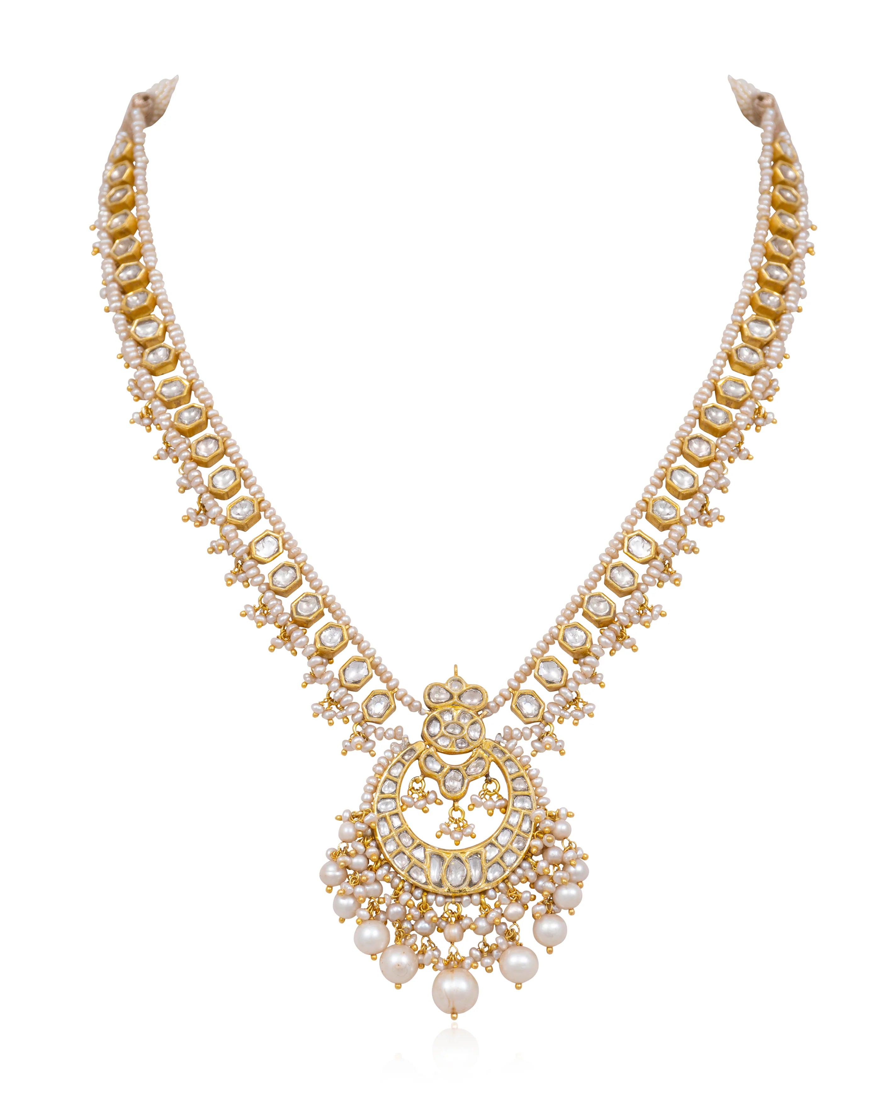 stylish necklaces for women-Kadey Polki Long Necklace