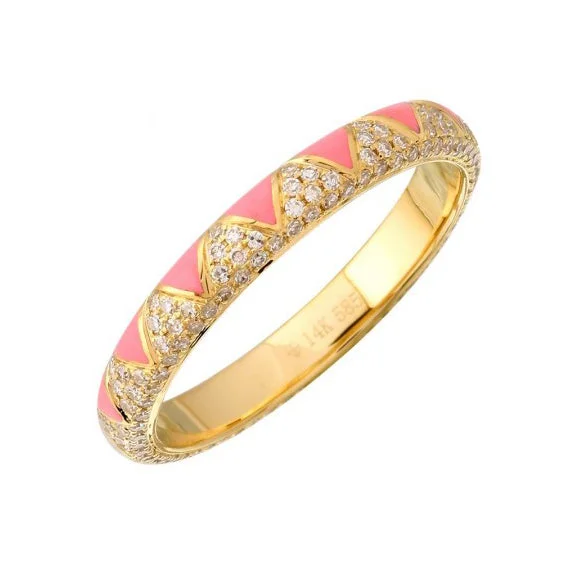 personalized rings for women-Diamond Enamel Ring