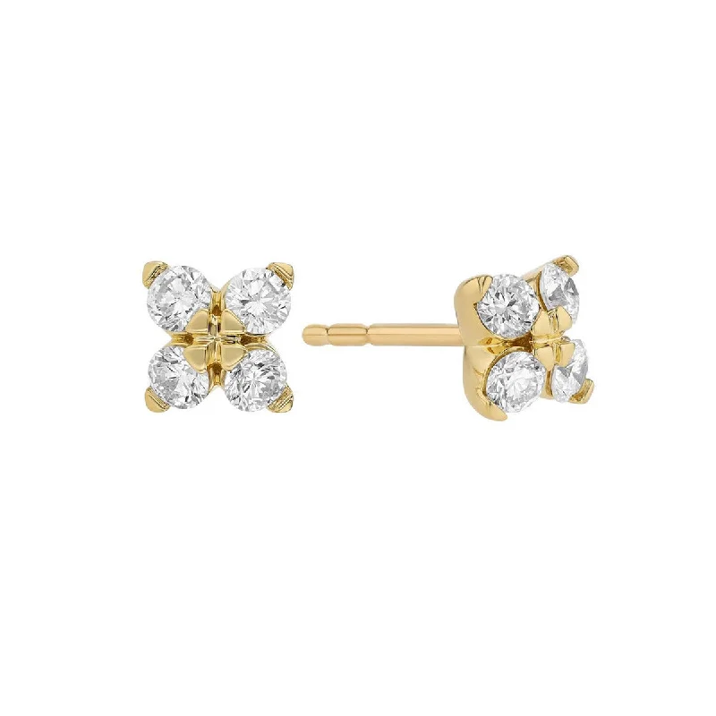 fine gold earrings for women-Love in Verona Flower Small Stud Earrings in Yellow Gold