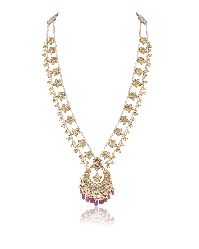 engraved necklaces for women-Hira Polki Long Necklace