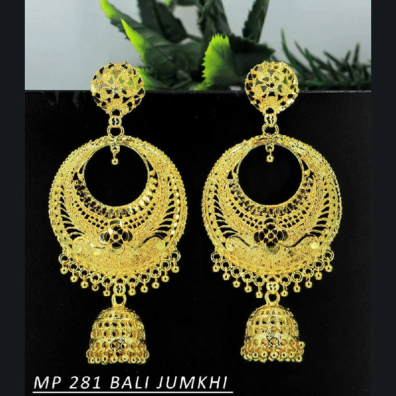 large hoop earrings for women-Mahavir Forming Gold Plated Dangler Earrings  - MP 281 Bali Jumkhi