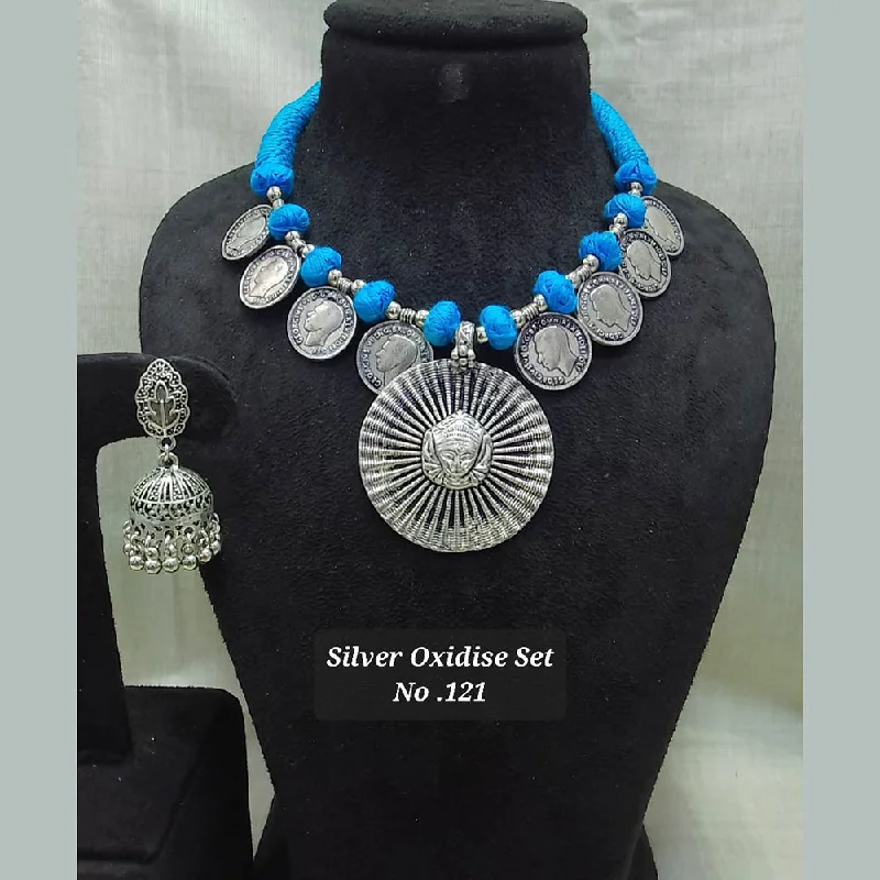 fashion jewelry necklaces for women-Jyoti Arts Oxidised Plated Temple Necklace Set