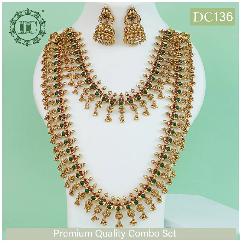 heirloom necklaces for women-Diksha Collection Gold Plated Double Necklace Set