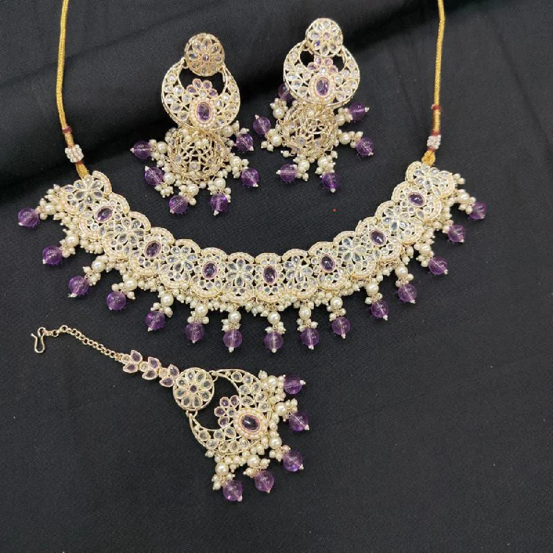 short necklaces for women-Manisha Jewellery Gold Plated Crystal Stone Necklace Set