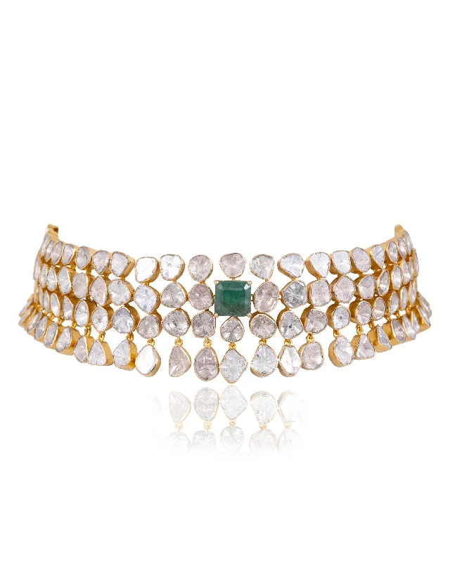 emerald necklaces for women-Niyati Polki Necklace