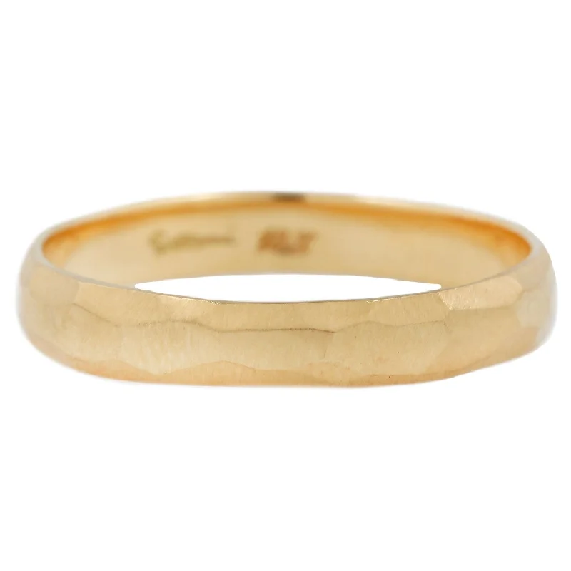 large stone rings for women-Narrow Round Edge Hammered Band