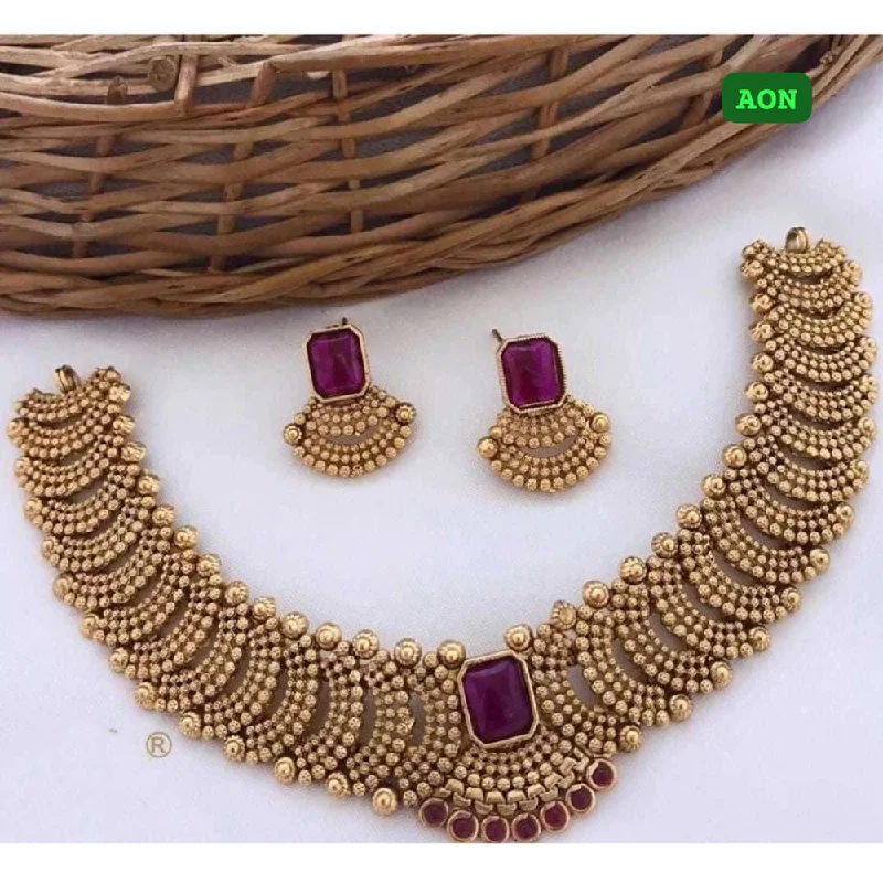 bridal necklaces for women-Lucentarts Jewellery Gold Plated Necklace Set