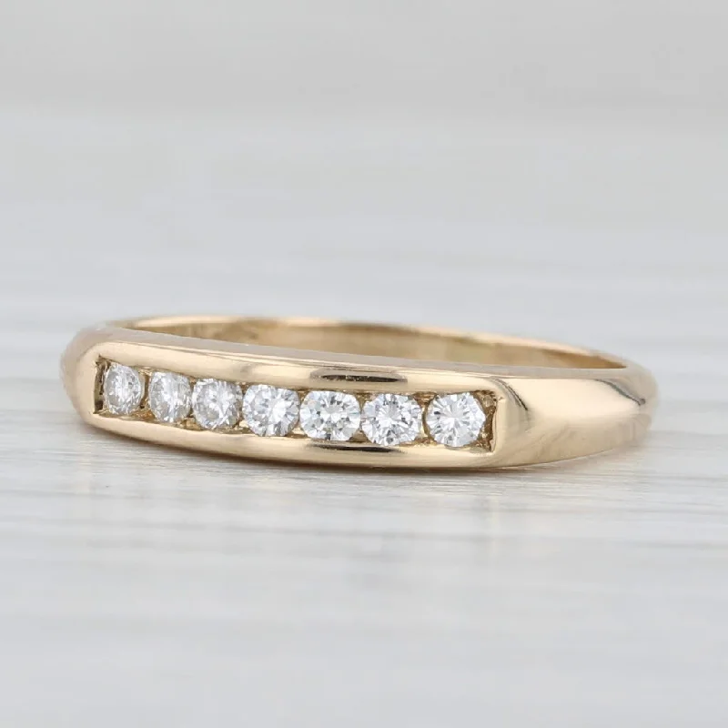 antique diamond engagement rings for women-0.17ctw Diamond Wedding Band 14k Yellow Gold Size 5.5 Stackable Ring