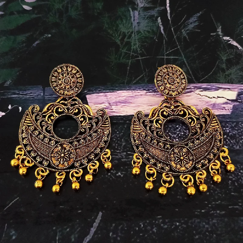 celestial earrings for women-Woma Antiqe Gold Plated Dangler Earrings