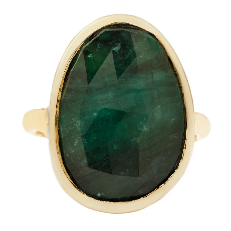 fashion statement rings for women-Crown Emerald Slice Ring