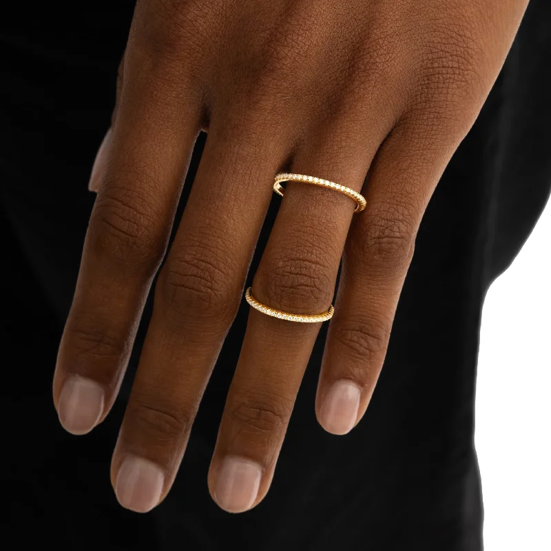 minimalist engagement rings for women-Thin Iced Ring Gold