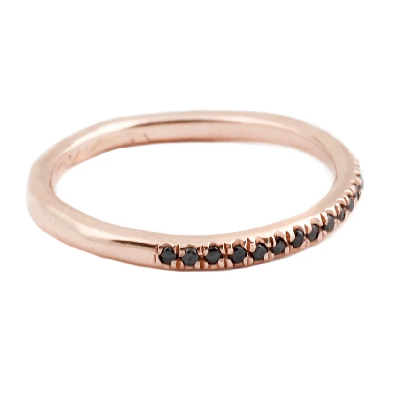 statement rings for women-Black Diamond Half Eternity Band