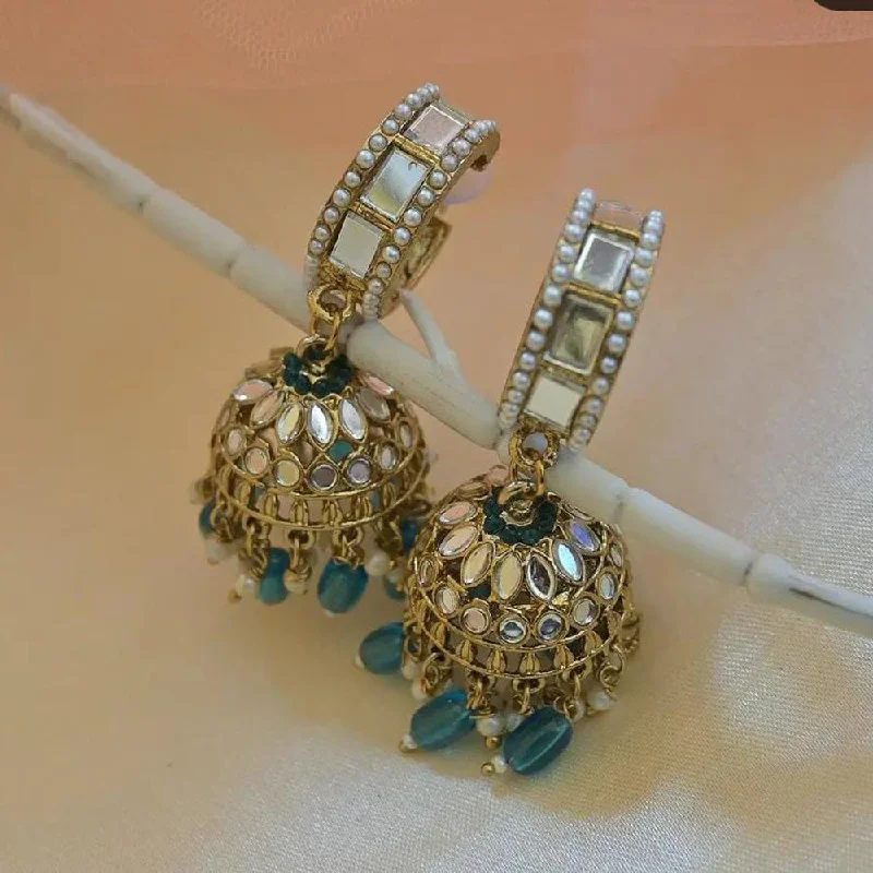 opal earrings for women-Manisha Jewellery Gold Plated Mirror Jhumki Earrings