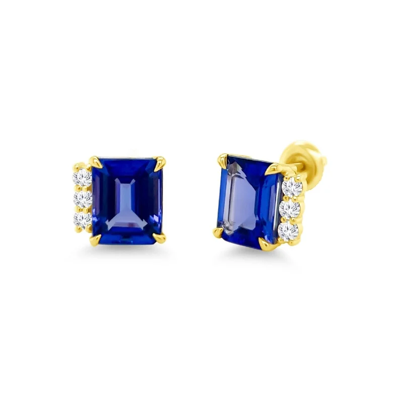 cubic zirconia stud earrings for women-Gemstone & Diamond Trio Earrings