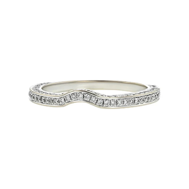 affordable vintage engagement rings for women-18K White Gold Contoured 3-Sided Wedding Band